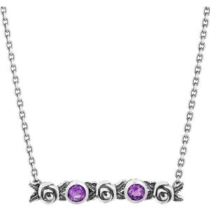 Sterling Silver Amethyst and Rose Bar Necklace